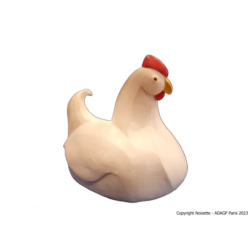 Noizette, "Poulette", sculpture de poule en terre cuite