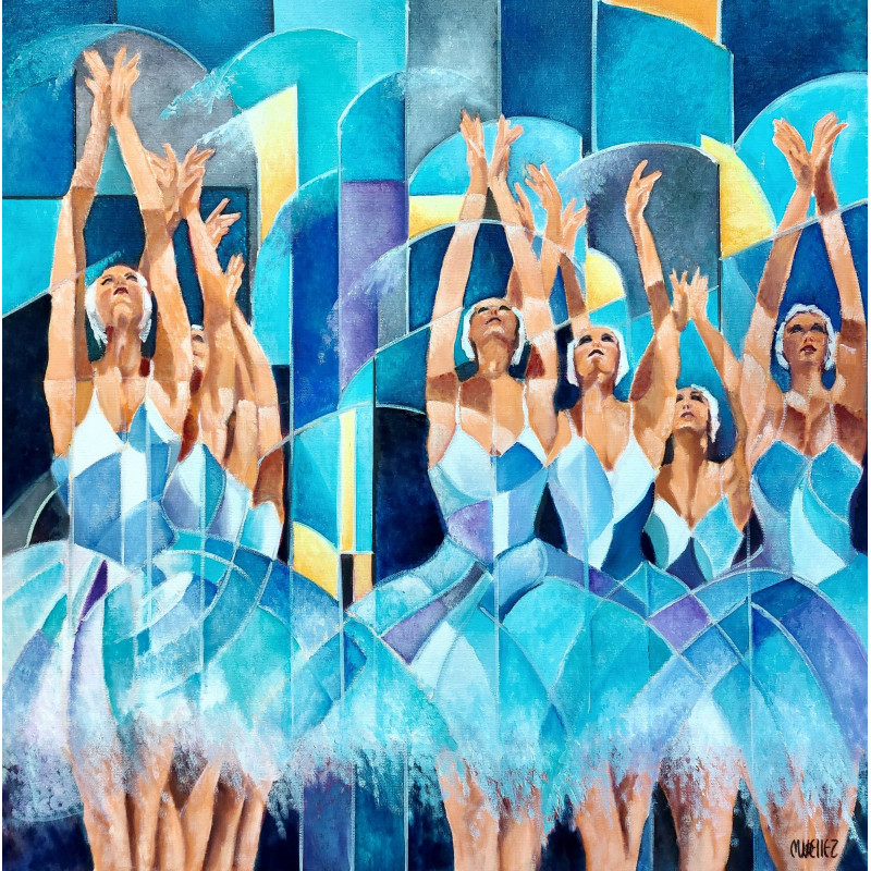 Martine Woellet , "Le Ballet", Huile sur toile de lin