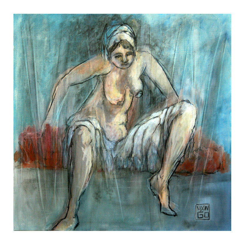 Françoise NDONGO, "Nu", huile sur toile de lin