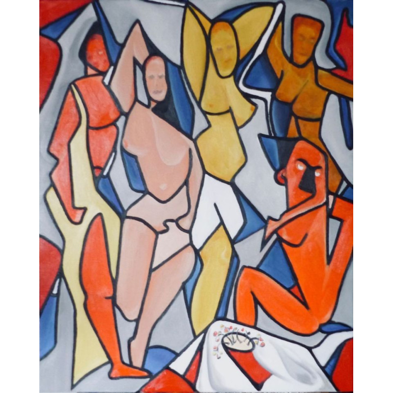ESDEZ, "Demoiselles", Huile sur toile