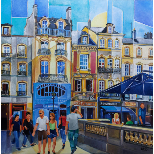 Martine Woellet, "Le Salon Bleu", Huile sur toile