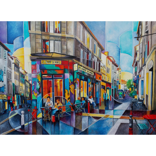 Martine Woellet, "Le Champ de Mars", Huile sur toile de lin