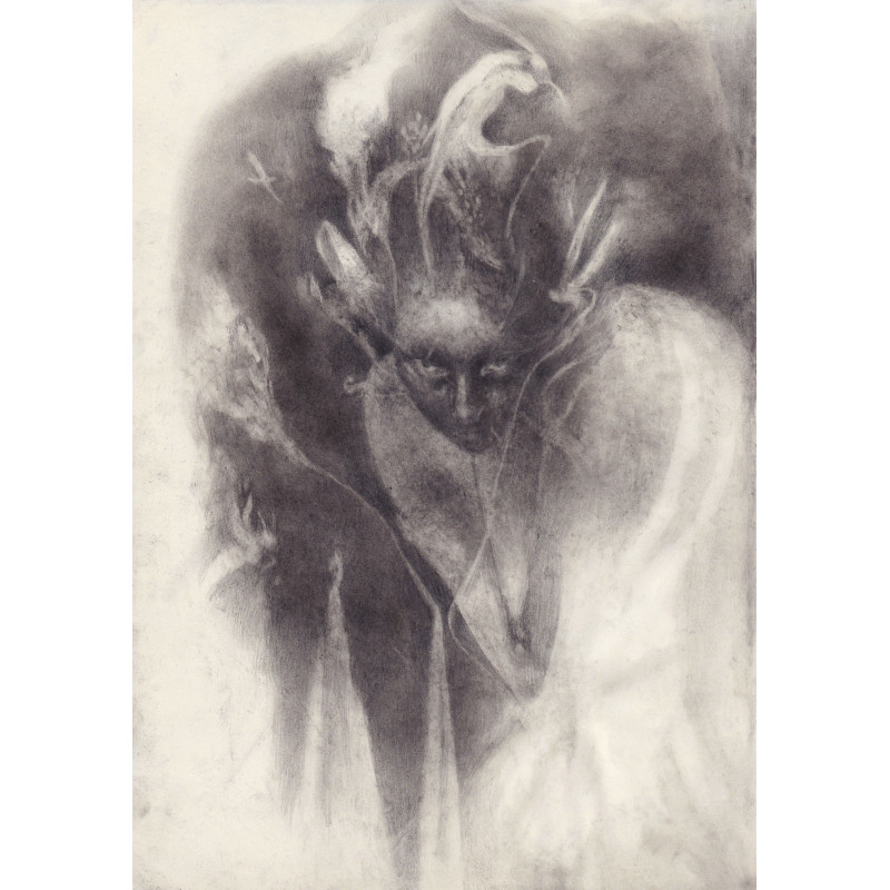 Camille PERRET, "Liqueur", pierre noire et mine graphite sur moleskine